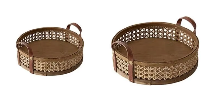 Hand-Woven Round Rattan Basket